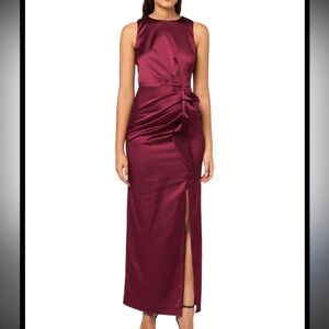 Shoshanna Midhights Stone Satin Drape Sheath Gown NEW Sz 0 🔴